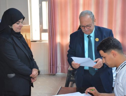 The Assistant President of the Southern Technical University inspects the progress of exams at Basra Engineering Technical College.