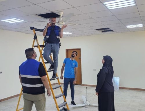 In preparation for the new academic year, Basra Engineering Technical College conducts maintenance for classrooms.